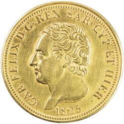 SARDINIA: Carlo Felice, 1821-1831, AV 80 lire, 1825. EF
