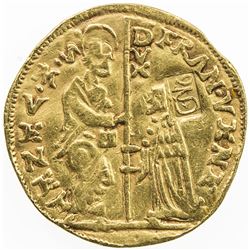 VENICE: Francesco Veniero, 1554-1556, AV ducat (3.34g), countermark Arabic sahha, EF on VF host