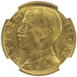 ITALY: Vittorio Emanuele III, 1900-1946, AV 50 lire, 1931-R year IX. NGC MS65