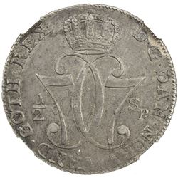 NORWAY: Christian VII, 1766-1808, AR 1/2 speciedaler, 1776. NGC AU50