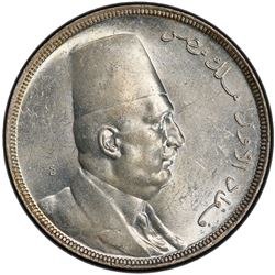 EGYPT: Fuad, as King, 1922-1936, AR 20 piastres, 1929/AH1341. PCGS MS62