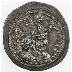 SASANIAN KINGDOM: Yazdigerd I, 399-420, AR drachm (4.19g), BBA (the Camp mint), ND. EF