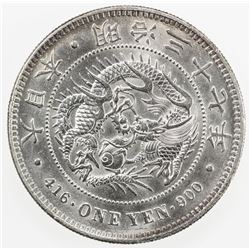 JAPAN: Meiji, 1868-1912, AR yen, year 37 (1904). AU
