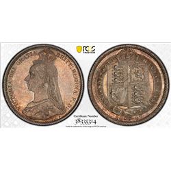 GREAT BRITAIN: Victoria, 1837-1901, AR sixpence, 1887. PCGS MS65