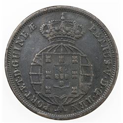 ANGOLA: Pedro V, 1853-1861, AE macuta, 1860. VF