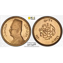 EGYPT: Fuad, as King, 1922-1936, AV 20 piastres, 1930/AH1349. PCGS MS65