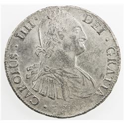 BOLIVIA: Carlos III, 1788-1808, AR 8 reales, 1808-PTS. EF