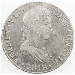 GUATEMALA: Fernando VII, 1808-1821, AR 8 reales, 1818-NG. EF