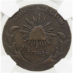 MEXICO: Republic, AE 1/4 real, 1858