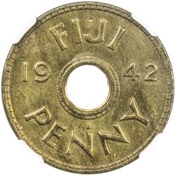 FIJI: George VI, 1936-1952, penny, 1942-S. NGC MS64