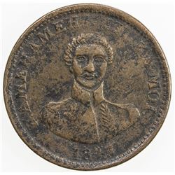 HAWAII: Kamehameha III, 1825-1854, AE cent, 1847. VF