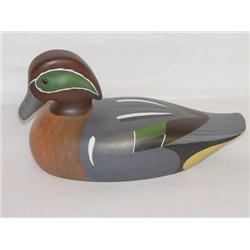 11" GREEN WINGED TEAL DUCK DECOY SIGNED