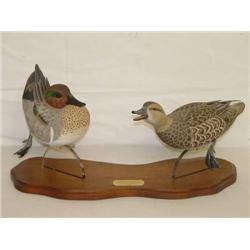 6" GREEN WINGED TEAL DRAKE & 12" HEN DU