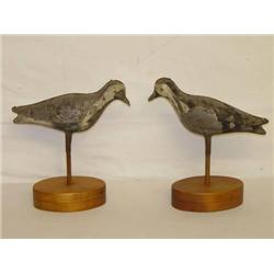 (2) 10" PAINTED TIN SHOREBIRD DECOYS ON