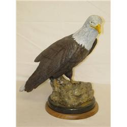 24" PAINTED BRONZE BALD EAGLE ON A SPIN