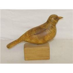 9" BURLWOOD CARVED DOVE ON A WOODEN BAS