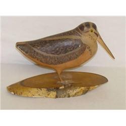 7 1/2" WOODCOCK BIRD CARVING SIGNED M &