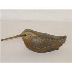 8 1/2" WOODCOCK BIRD CARVING SIGNED W.E