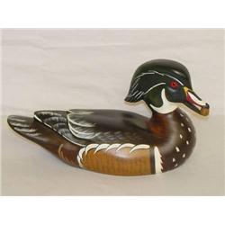13" WOOD DUCK DRAKE DECOY SIGNED GORDON