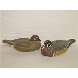 (2) 15" JUMBO CORK WOOD DUCK DECOYS SIG