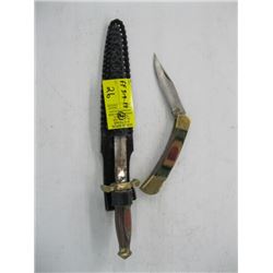 KNIFE WITH SHEATH & A FOLDING KNIFE -17