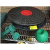 Image 1 : 2 BALLY BALANCE BOARDS, PAIR OF 5 LB. WEIGHTS & A SMALL HEAVY BALL