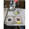 Image 1 : 2 WINE WALL PLAQUES, CEMENT FOX & GARDEN ORNAMENT -6 .