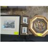 Image 1 : 2 SMALL PETTI POINT FRAMED PICTURE BY BARLET & A WOOD CARVING