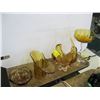 Image 1 : 4 PIECES OF AMBER COLORED GLASSWARE