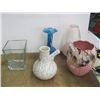 Image 1 : LOT OF 5 PIECES OF MISC.- VASE, LAMP SHADE, INHALER, ETC.