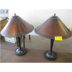 PAIR OF LAMPS W/METAL SHADES -9