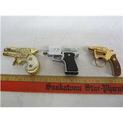 Lot of 3 pistol lighters