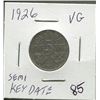 Image 1 : 1926,Canadian 5 cent coin (KEY DATE),King George V