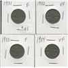 Image 1 : 1931,32,33,34,4-Canadian 5 cent coins,King George V