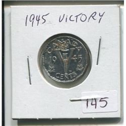 1945 Victory,Canadian 5 cent coin,King George VI