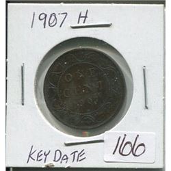 1907H Key Date,Large Canadian penny,King Edward VII