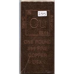 1 Pound .999 Fine Copper Bar,1-Copper Bar with Periodic table info for Copper imprinted on the bar