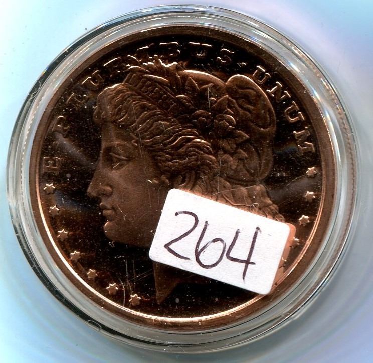 1 ounce .999 fine copper Dollar coin,1 oz copper