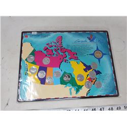 Canada 125 Quarter set in a Large colourful Canadian Map Holder c/w Looney,1-Canada 125 commemorativ