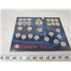 Image 1 : Canada 125 Quarter set in a small Blue Map Holder c/w Looney,1-Canada 125 commemorative set