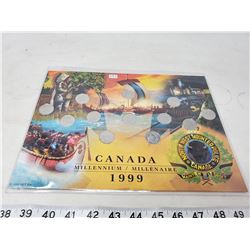 1999 Canada Millennium  12 Quarter set in a display,1-Canada 1999 commemorative set