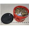 Image 1 : Small Folgers coffee tub filled with keys,Assorted keys