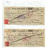 2-Cancelled cheques from the RM of Russia (Over stamped Garden River),2-cancelled cheques