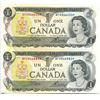 1-Uncut sheet of 2 -1973 Canadian One Dollar bills  (Crow/Bouey) BFK8666339 & BFK8668839),1-uncut sh