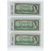 Image 1 : 3-1954 one dollar bill replacement notes (2 different Prefixes) ($3.00 face),3-Canadian bills