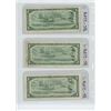 Image 2 : 3-1954 one dollar bill replacement notes (2 different Prefixes) ($3.00 face),3-Canadian bills