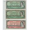 Image 1 : 3-bills, 2-1954 one dollar replacement notes, 1-1954 two dollar bill ($4.00 face),3-Canadian bills