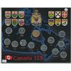 Image 1 : Canada 125 Quarter set in a small Blue Map Holder c/w Looney,1-Canada 125 commemorative set