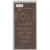 Image 1 : 1 Pound .999 Fine Copper Bar,1-Copper Bar with Periodic table info for Copper imprinted on the bar