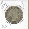 Image 1 : 1911S  US BARBER HALF DOLLAR